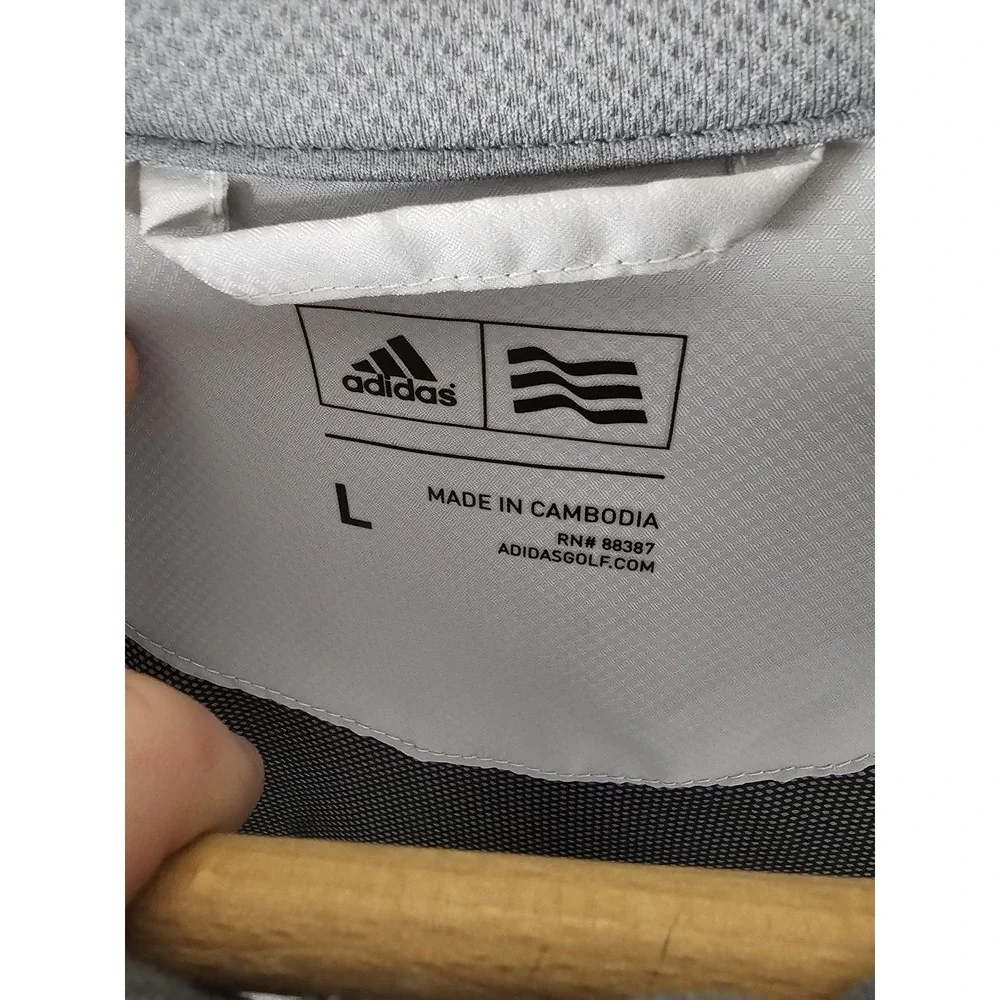 Adidas Golf 1919 Gray‎ Vented Full Zip Wind Breaker Men's Large Side Pockets